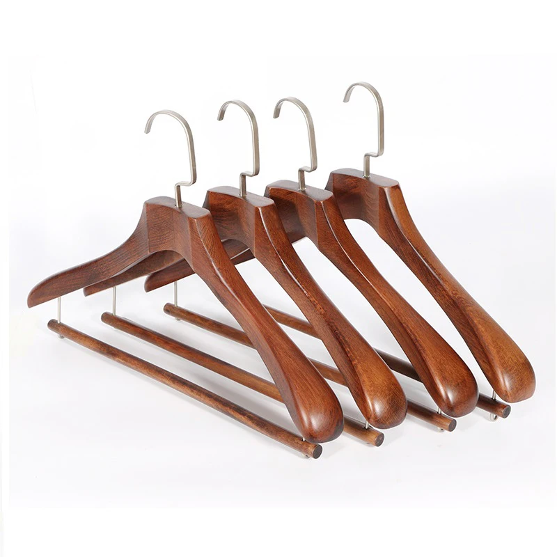 Hotel Hangers Wholesale Anti Theft Wooden Hotel Suit Hanger with Ring