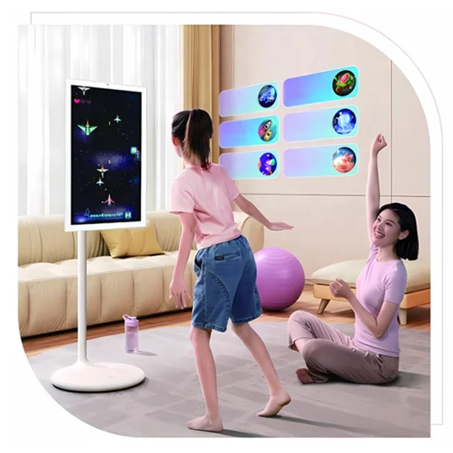 21 5 27 дюймов напольная подставка Портативный сенсорный экран монитор smart tv на колесах