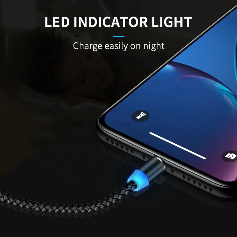  Best Sellers 3 In 1 Led Magnetic Charging Cable For phone Samsun Android Charger Usb Fast Type C