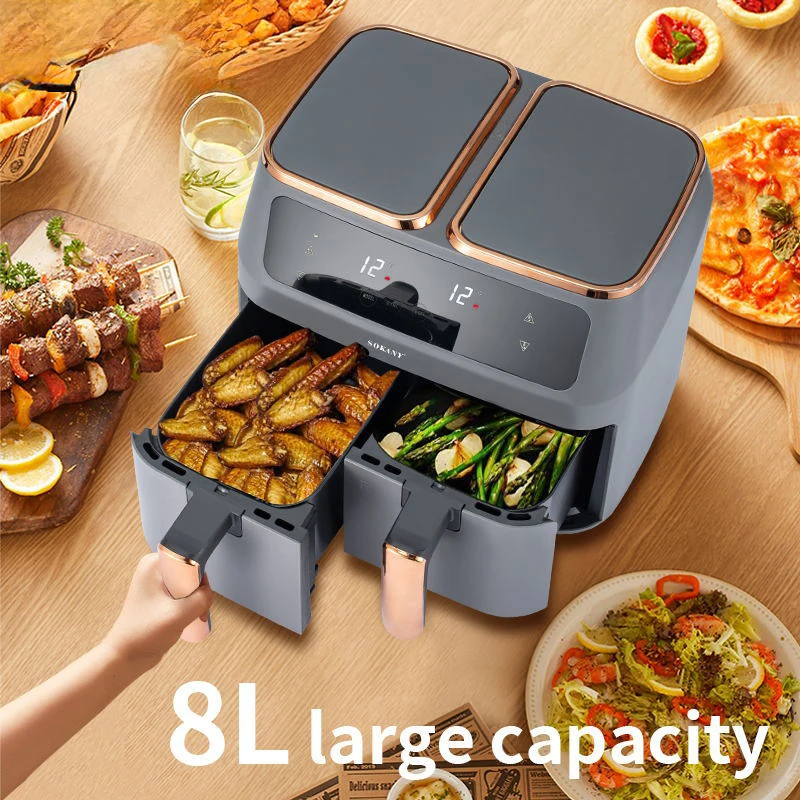 Wholesale 2800W Smart Digital Fryers Big Capacity 8 Litres Electric Double Air Fryer With Dual Basket