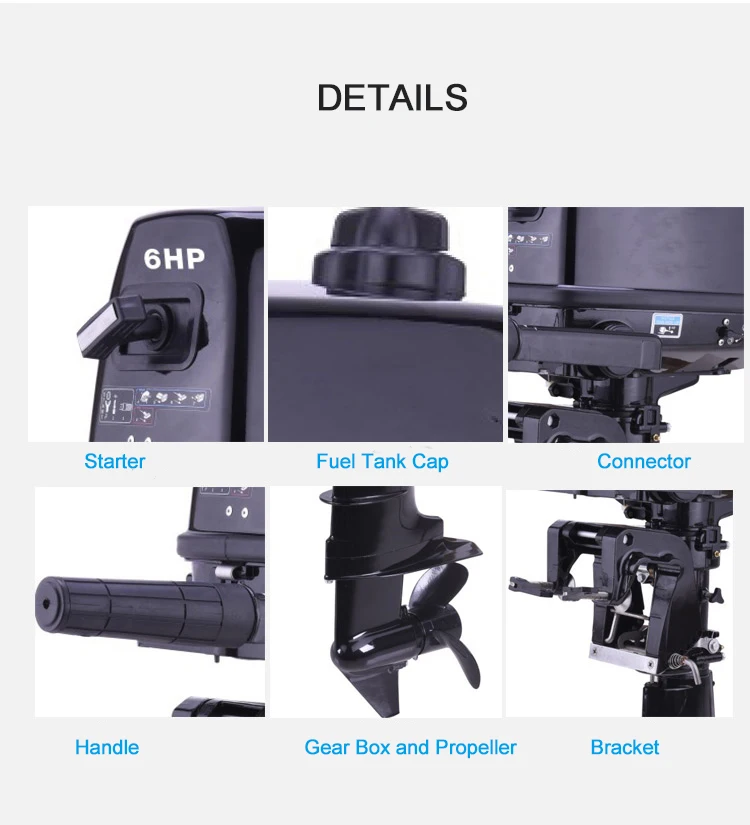 Outboard position  2 stroke 6hp water cooled  fuel boat engine