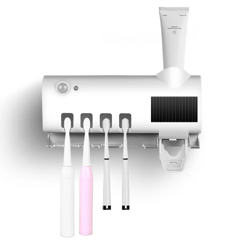 
Amazon Hot Sell Wall Mounted Automatic Toothpaste Dispenser Toothbrush Uv Sterilizer 