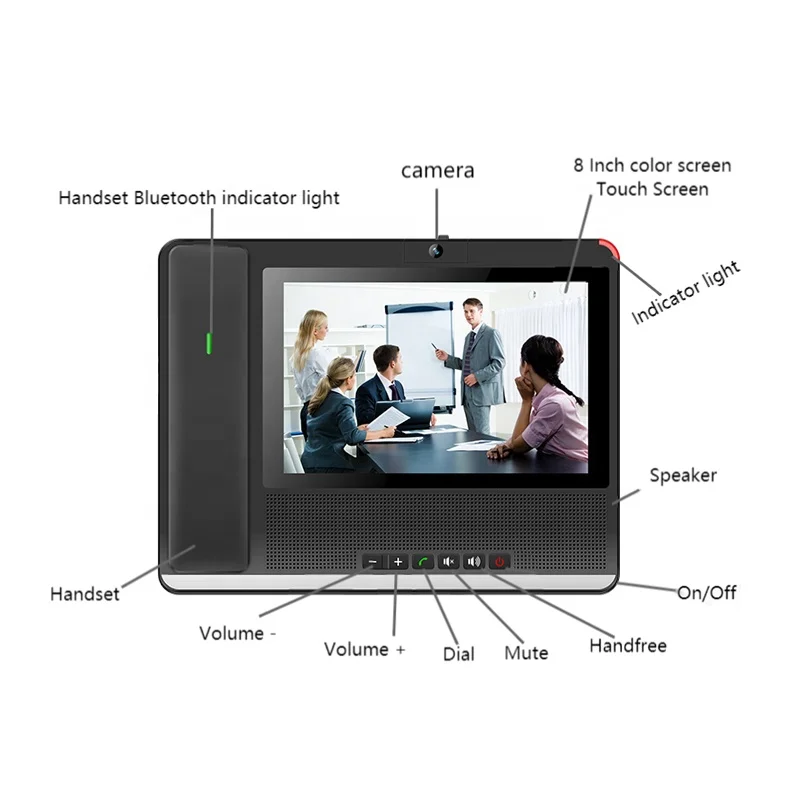 8 Inch Android 10 OS Fixed Wireless Phone  with Bluetooth Handle Smart Android Video Telephone Desktop Phone For Many Occasions