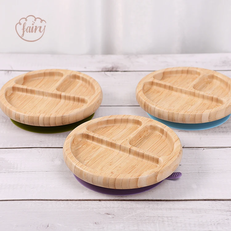 Wooden Plates Bamboo Animals Baby Bamboo Plate Set Toddlers Feeding Bamboo Fiber Plate With Suction