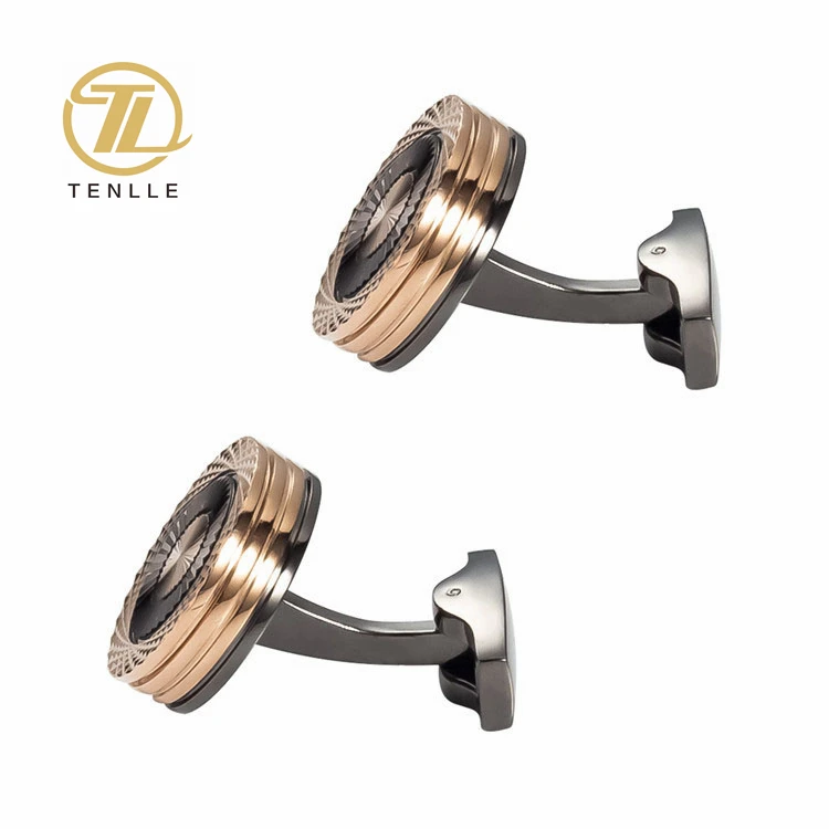 High Quality Steampunk Stainless Steel Silver Engraved Cufflinks for Men