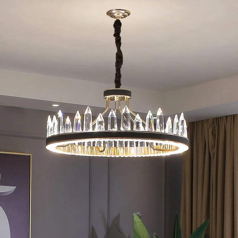 Contemporary Classic Designer Room Decoration Pendant Lights Led Chandelier K9 Crystal Modern Ceiling Luxury Circle Home Gold