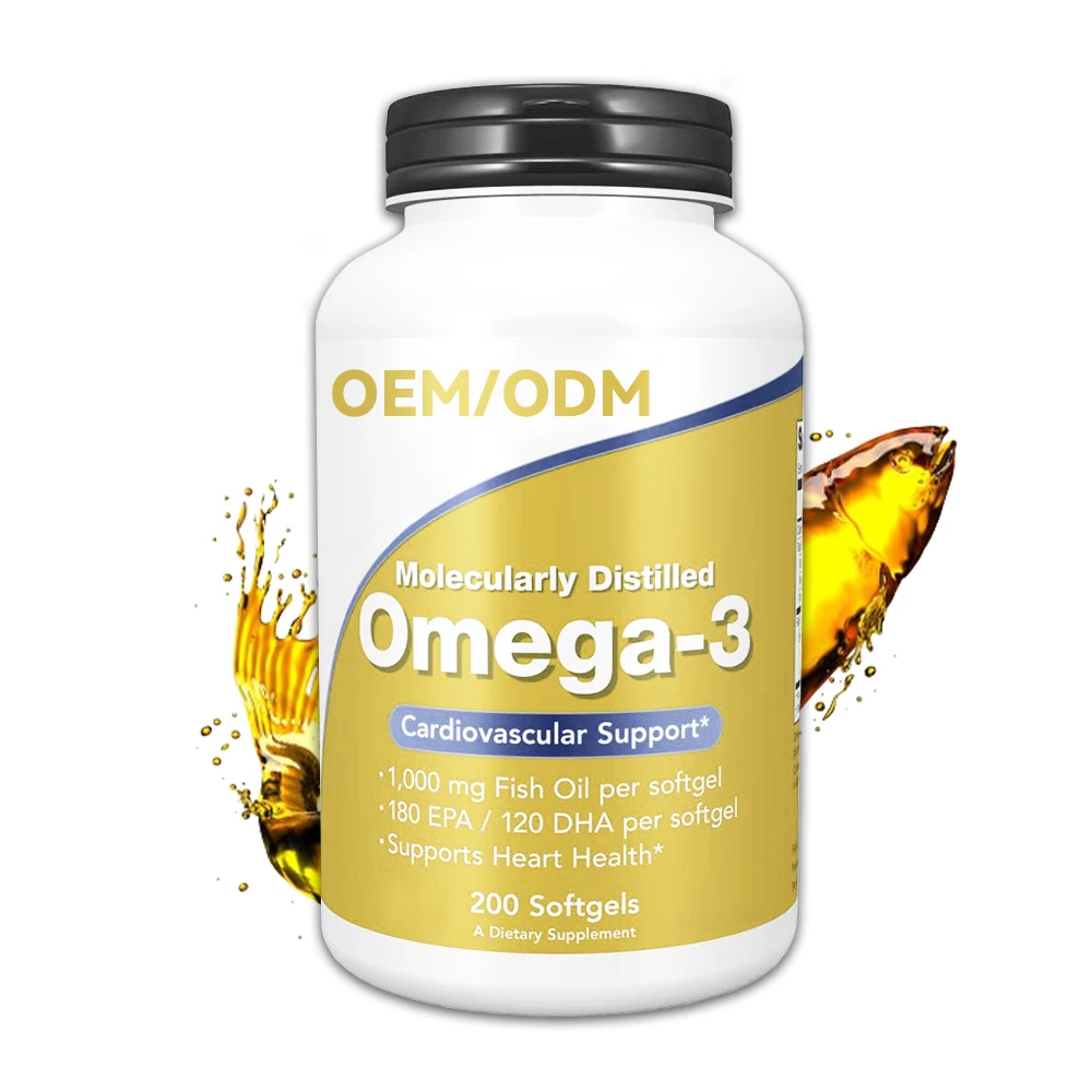 OEM HACCP Certified Omega-3 Fish Oil Soft Capsules 1000 mg Soft Gels To Help Lower Blood Lipids And Improve Immunity