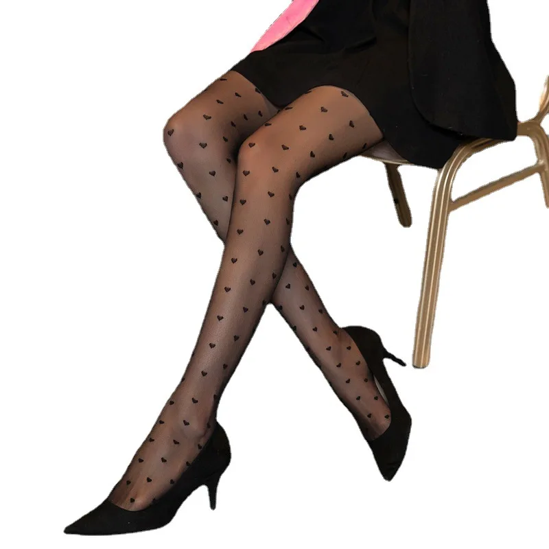 Тонкие шелковые носки RTS с маленьким сердечком, с защитой от зачистки, брендовые жаккардовые носки с надписью, шелковые чулки для женщин