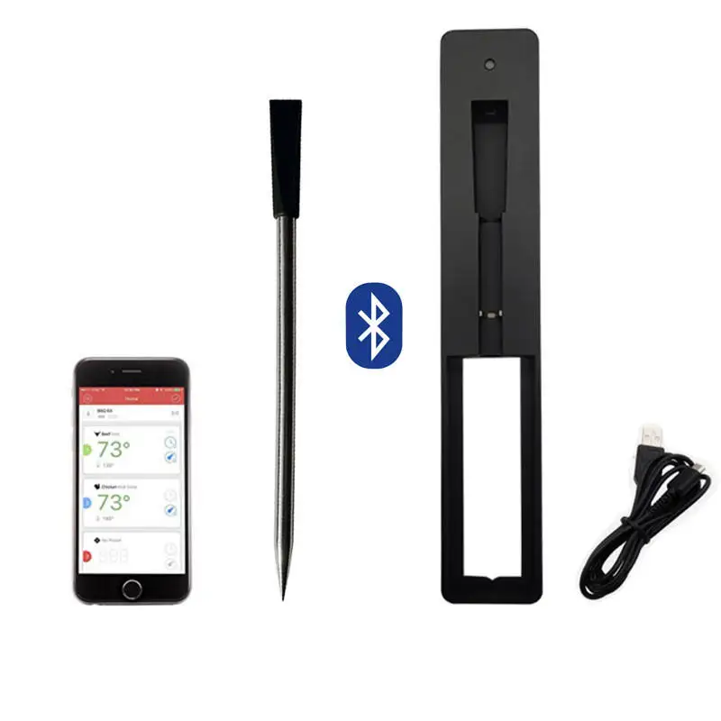 Wholesale Kitchen Wireless Bluetooth Meat Thermometer Stainless Steel Smart Digital Meat Thermometer For Cooking