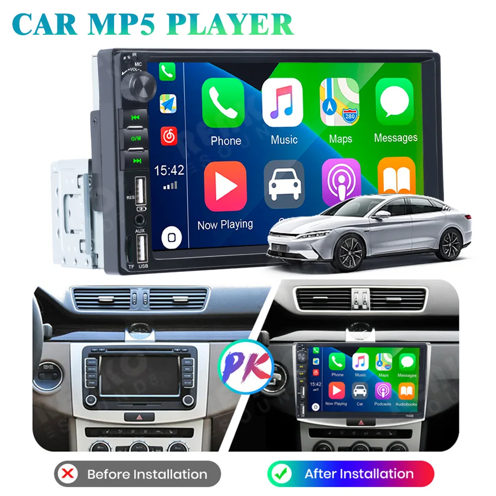 7Inch 2Din Car Radio HD LCD Touch Screen 7023B MP5 Video Player Audio BT Touch Control With Car Video Accessories