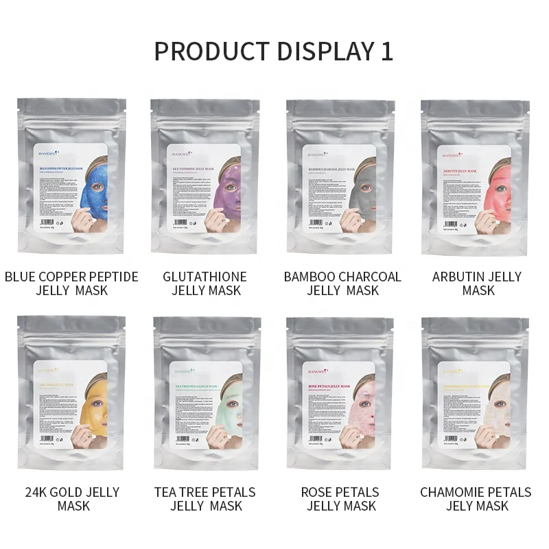 New Fashion BANGWEI 30G Facial Skin Care Mask Powder Peel Off Luxury Carviar Rose Turmeric Jelly Mask Set
