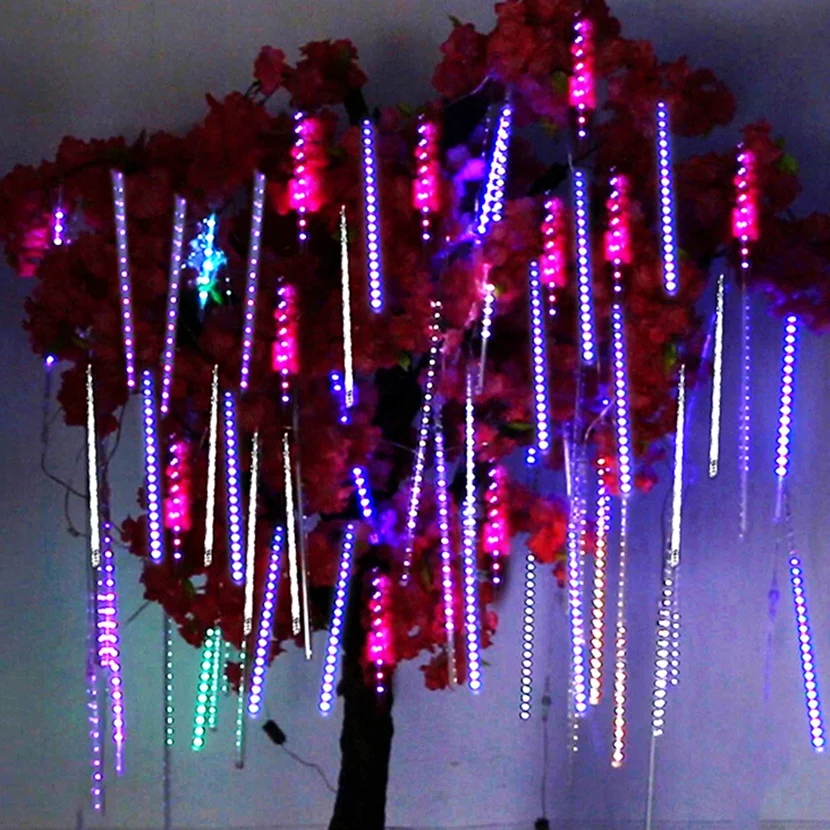 Wedding Meteor LED Lights Shower Rain 30cm 50cm 80cm 10pcs/set Party Garden Christmas Tree Hanging Snowfall Garland Light Meteor