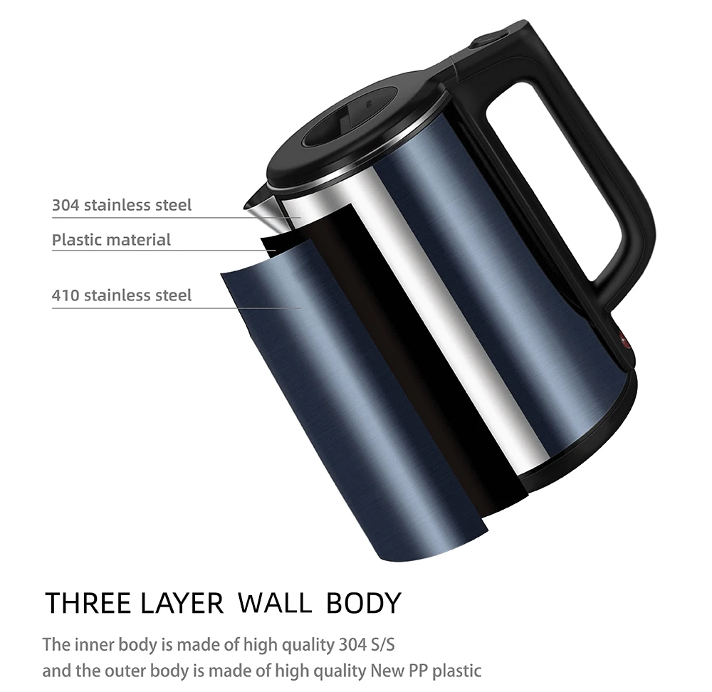 Hot Sell 1.8 litre stainless steel household appliances boiled dry protection electric teapot