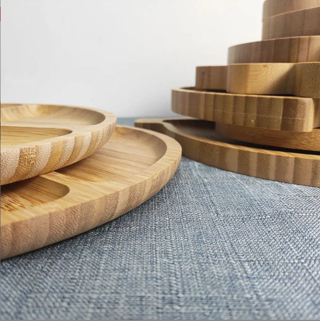 Eco friendly  custom round  serving food grade bamboo trays