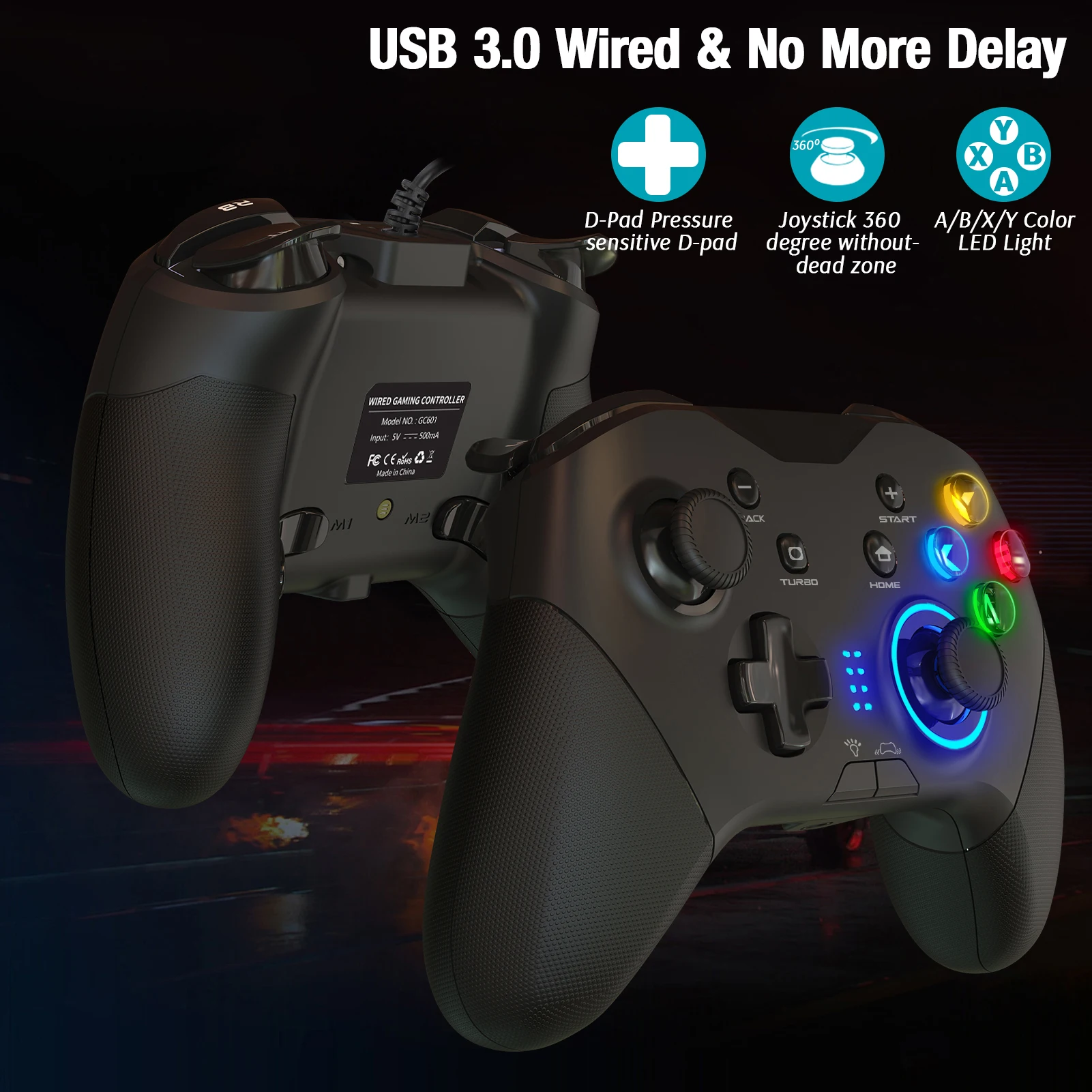 Dual Vibration Gamepad USB Wired Phone Gaming Controller Joysticks Game Controllers for PC Windows Android PS3 Switch