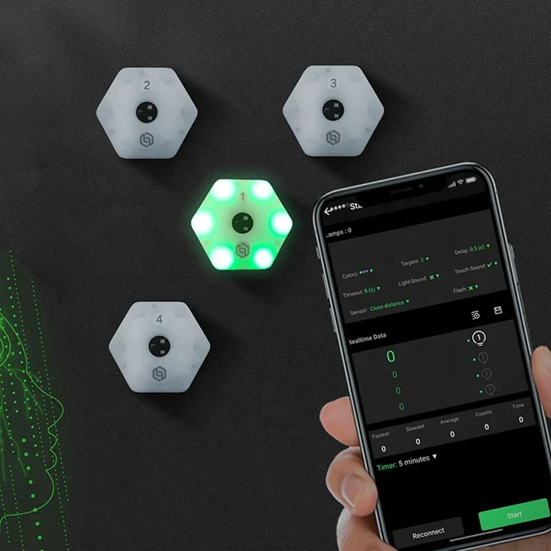 ReactionX Rlt Agile Reaction Light Induction Basketball Football Badminton Tennis Boxing Training Equipment 4 lights+app