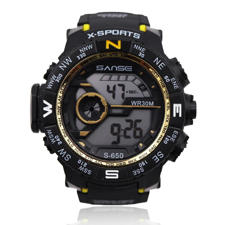 Sanse S-650 Sport Digital Watch Chronograph Men Waterproof 3ATM Count Down