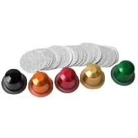 Disposable Nespresso Compatible Pods Empty Aluminum Foil Coffee Capsule with Self Adhesive Seals Stickers Covers Lids