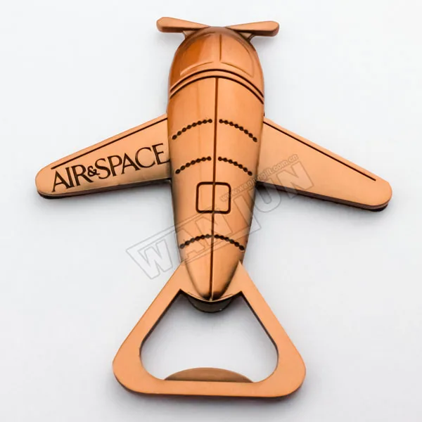 Factory Personalized Openers Custom 3D Plane Copper Metal Airplane Souvenir Bottle Opener wedding Airplane