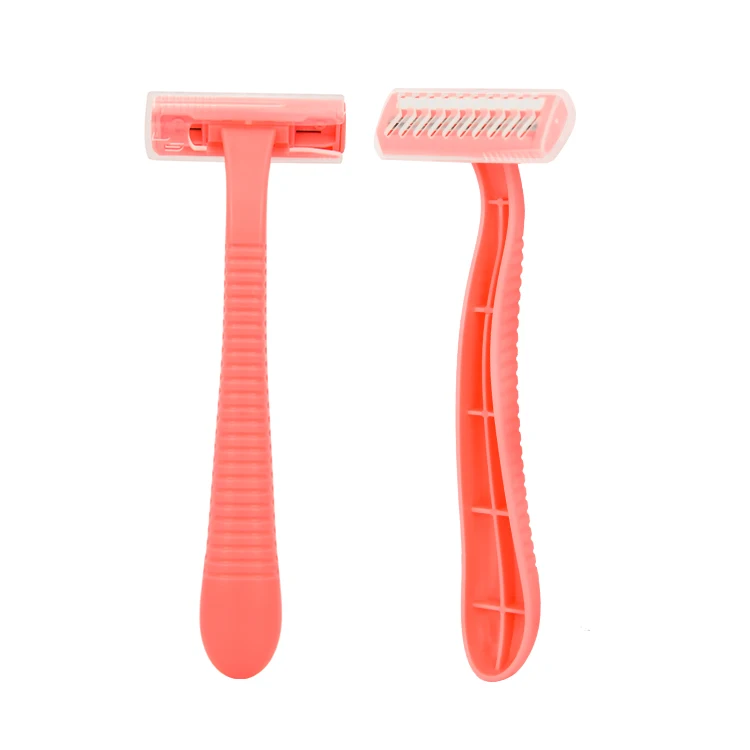 B212GLj одноразовой пластиковой ручкой односпальный Комплект белья из 2 лезвия бритвы с Увлажняющая полоска в отеле хорошее бритья для мужчины и женщины