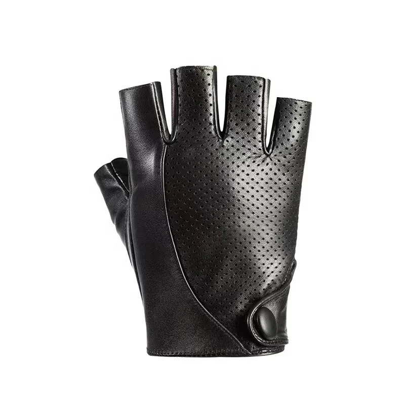 Customize Half Finger Car Driving Gloves for Men Motorbike Ride Leather Gloves