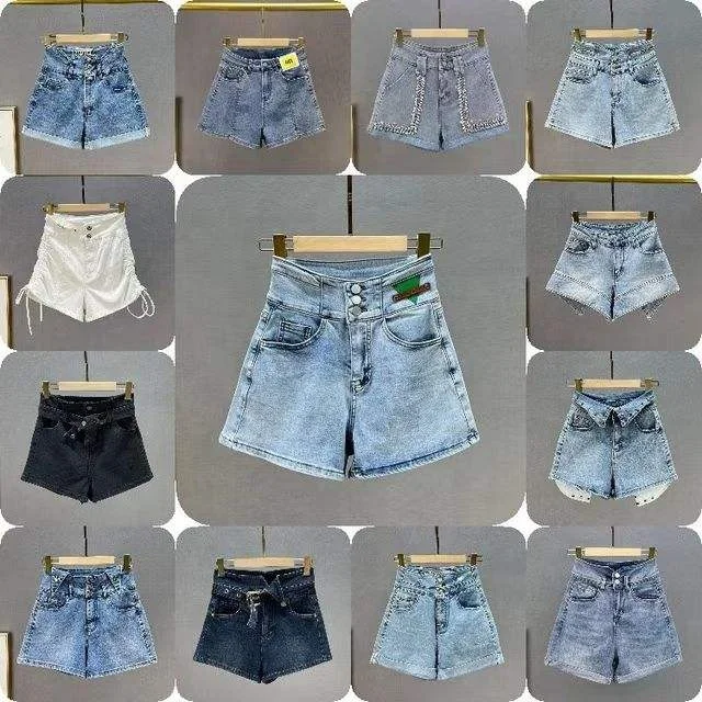 Customized special-shaped high-waisted fashionable casual wholesale denim shorts for women loose sexy elastic jeans skirt for