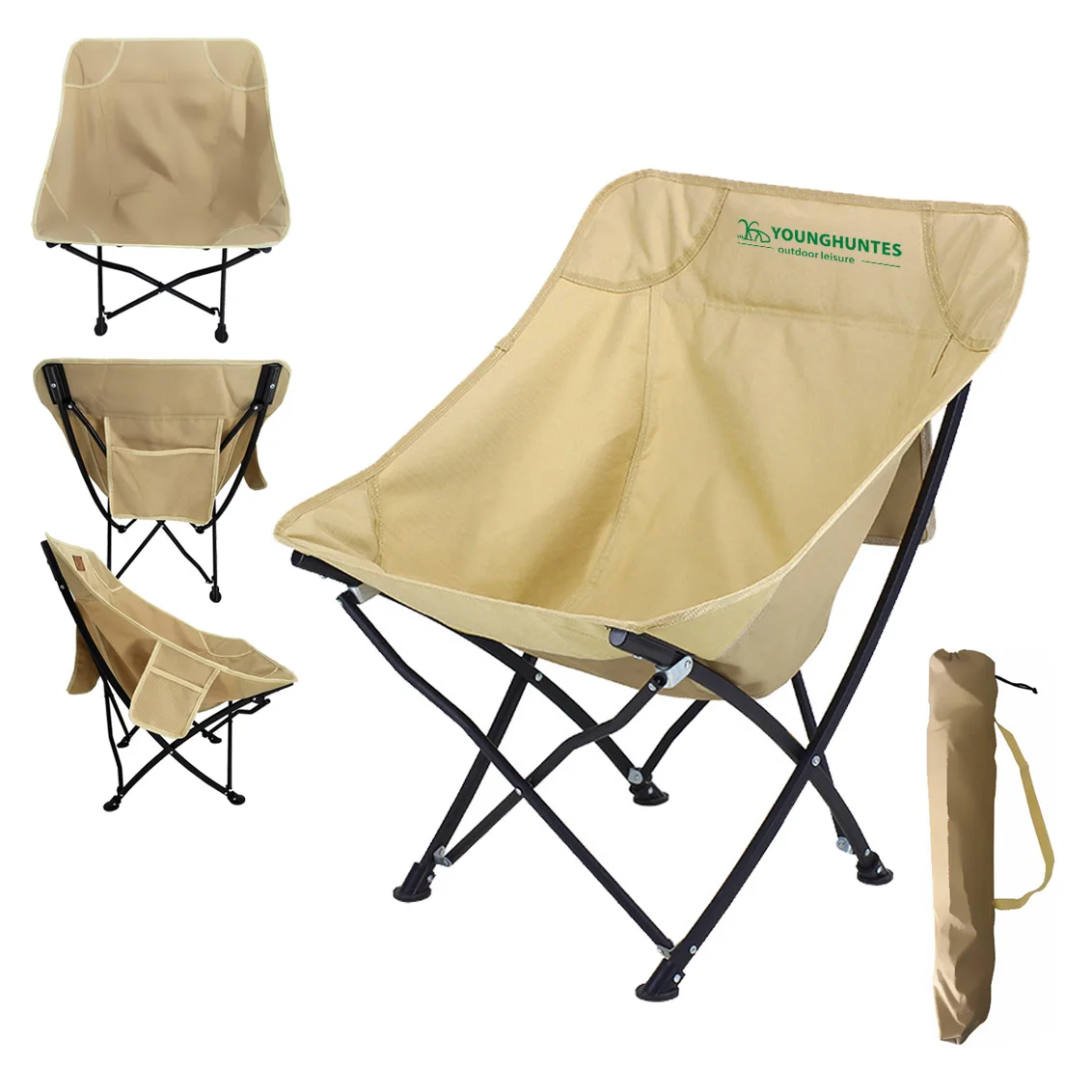 Beach Picnic Portable Dustpan Shaped Oxford Fabric Folding Aluminum Frame Travel Go Outdoors Camping Chairs