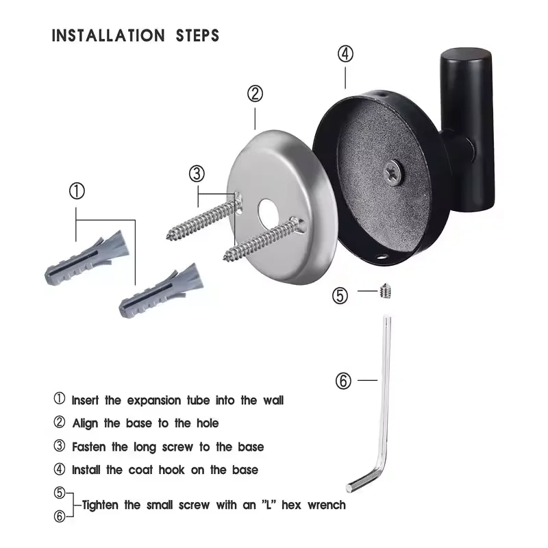 Brushed Color drilling Hanger Bathroom Accessories Clothes Stainless Steel Robe Black Hook Wall Mount Single Screw Towel Holder