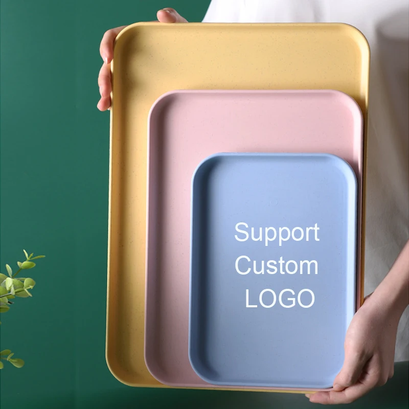 Wholesale Stackable Service Tray Decorativas Bandejas De Plastico Decor Cheap Plastic Bulk Food Bread Fruit Trays serving