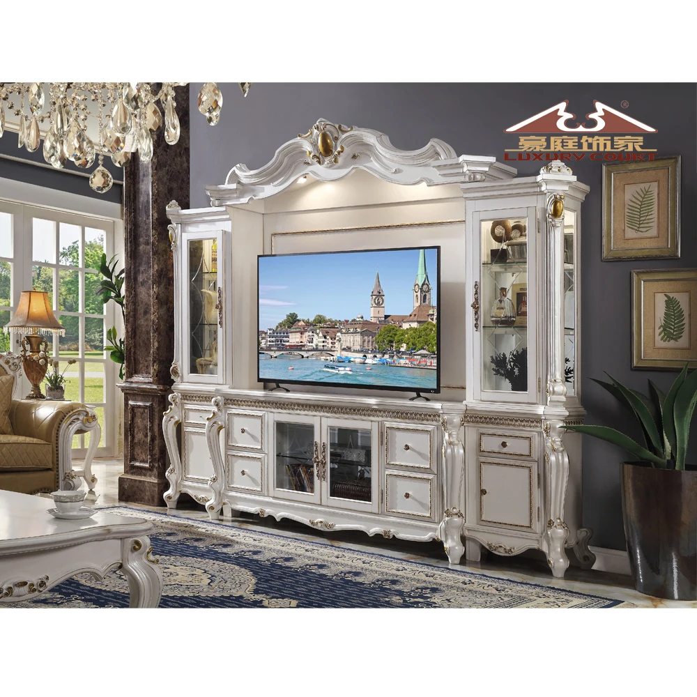 Longhao Furniture European luxury TV cabinet stand living room furniture