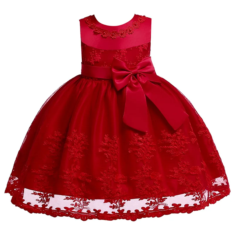 Latest Boutique European Fashion Little Girl First Birthday Communion Wedding Baby Girl Dress Party