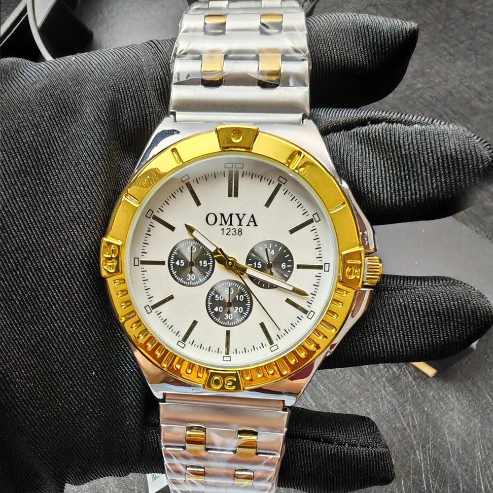 OMYA Fashion Custom logo Men Watch Waterproof Sport Wristwatch Luxury Men watches Steel Band Quartz watch for men reloj