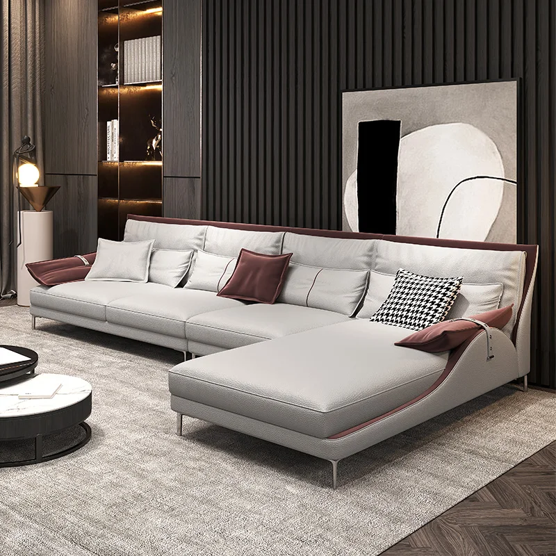 Italian style high quality modern white luxury couch leather sofa set et fournitures living room furniture