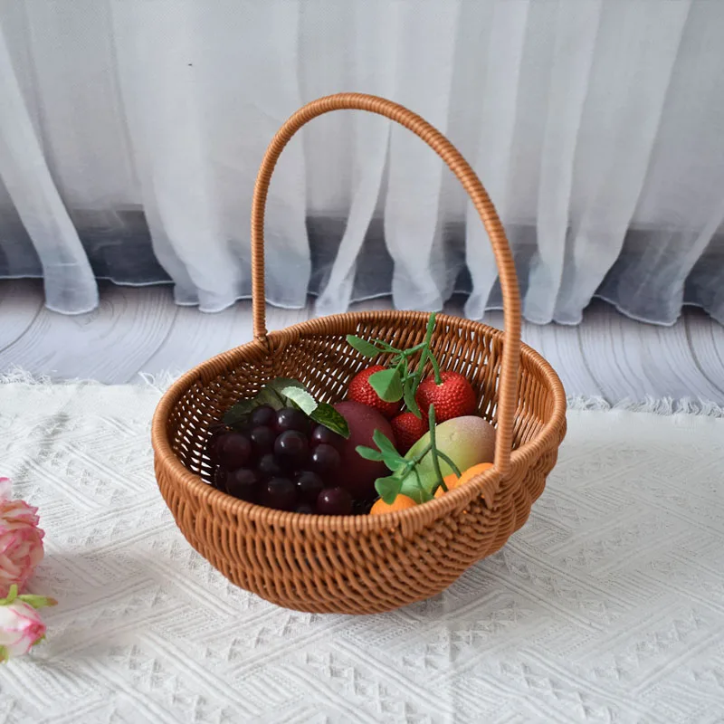 TengLong Dragon Gardening Plastic rattan hand-held flower basket Hand-woven flower basket Home decor Holiday gift basket