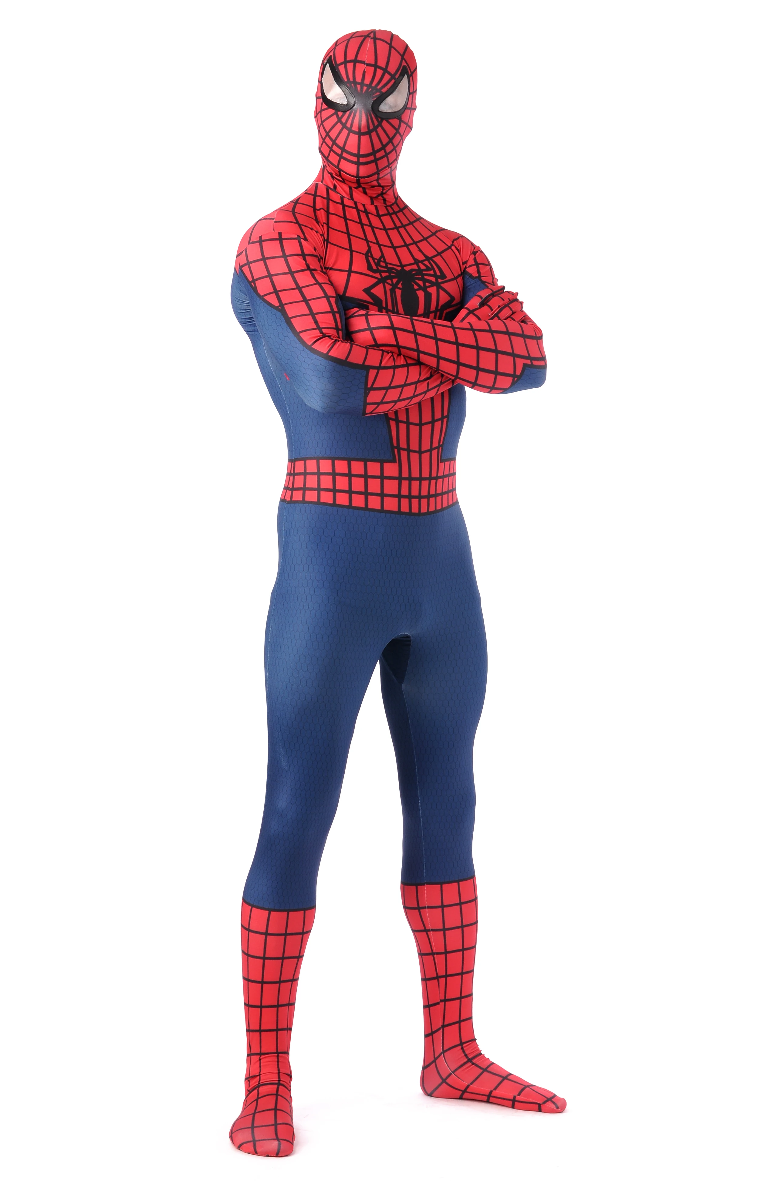 Newest Design Adult Men Comic Spiderman Bodysuit Spider Web Jumpsuit Breathable Zentai Catsuit for Halloween Christmas Cosplay
