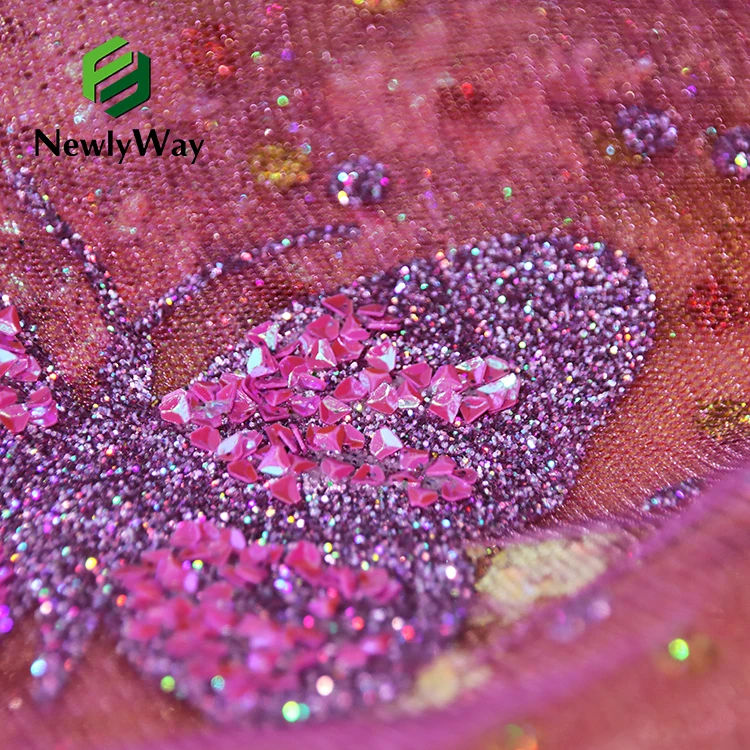 Прямая поставка с завода NewlyWay Тюлевая ткань блестками для вечерних