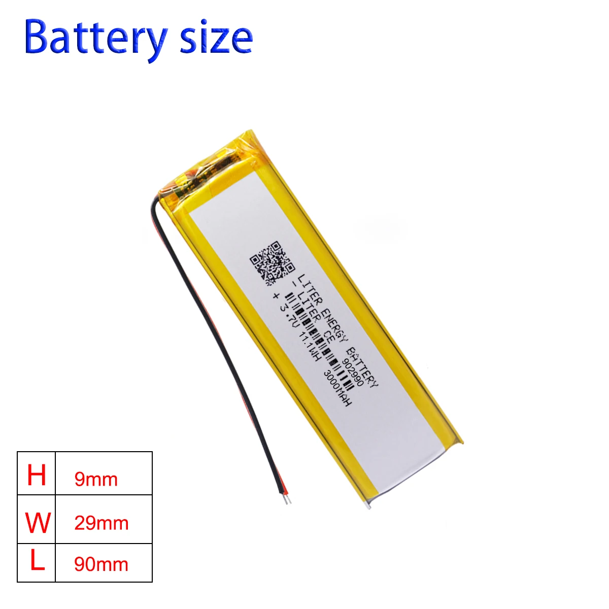 Small Rechargeable Lipo Battery Pack 3.7V 902990 3000mAh Single Cell with PCM OEM Battery