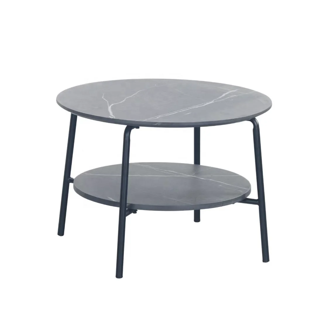 New design wholesale living room furniture wood top metal frame coffee table round modern coffee table for home