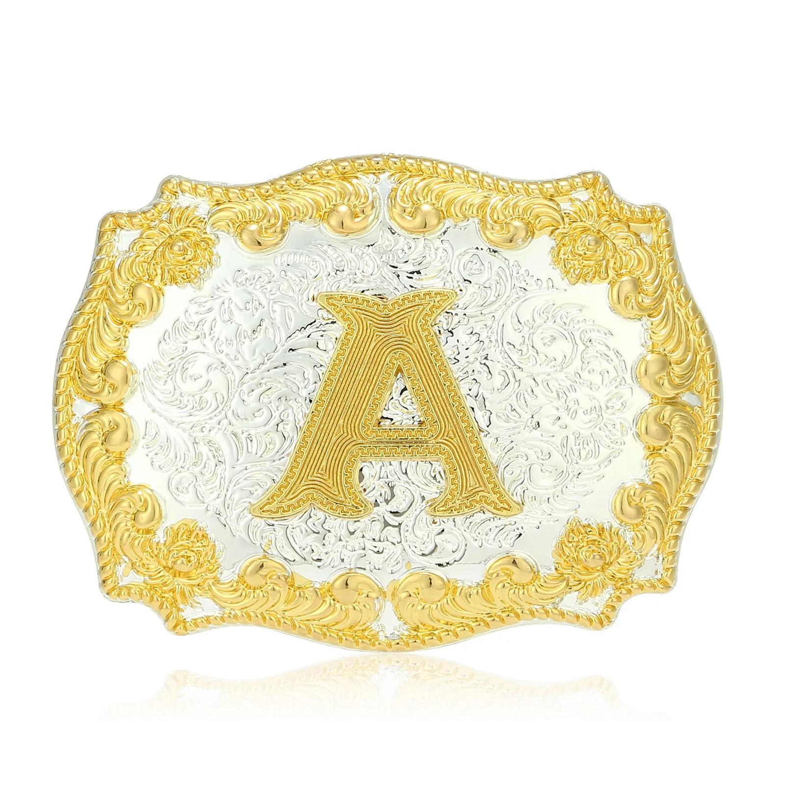 2024 fashion style Western cowboy belt buckle two-tone letter second generation youth fashion belt buckle one piece for belt