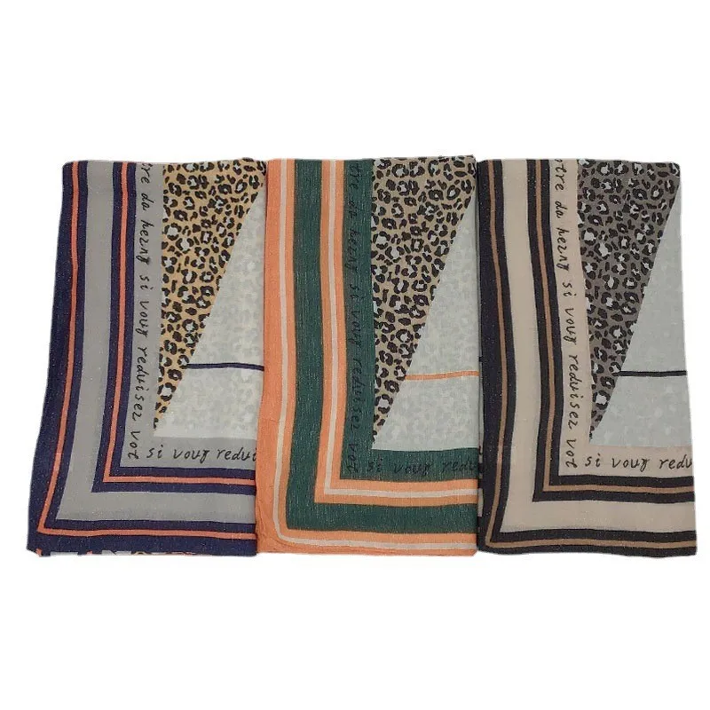 Long Scarf Leopard Printed Geometric Color Matching Scarves Female Multi-purpose Warm Shawl Muslim Hijab Scarf