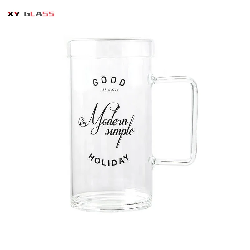 Классическая Современная боросиликатная круглая высокая прозрачная термостеклянная кофейная кружка ручной работы