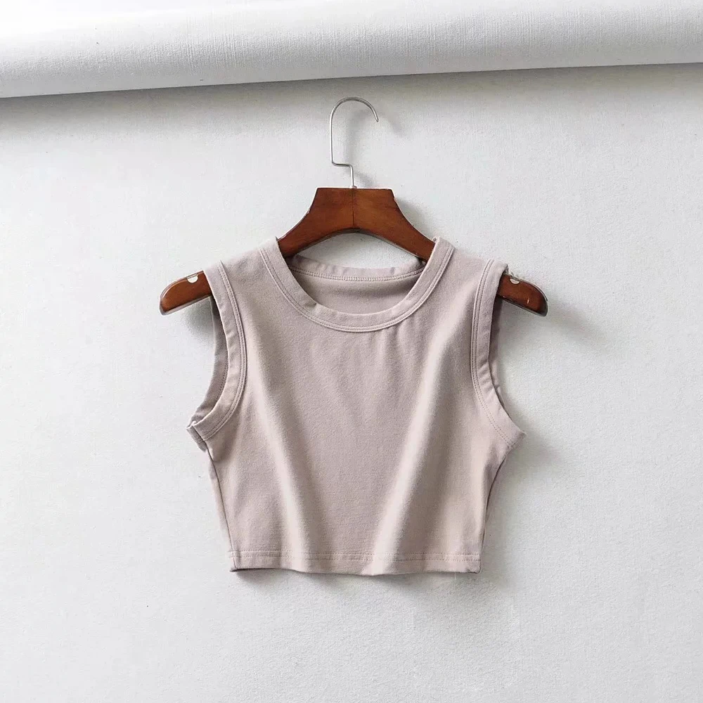 Женский хлопковый кроп-топ с круглым вырезом