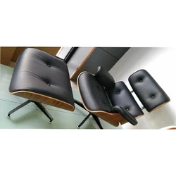 Nordic home single chair sofa lounge chair mid century leather chair with ottoman