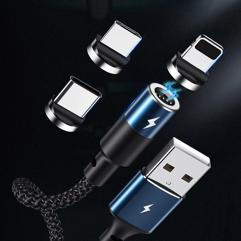 
USB Magnetic Charging Cable 3 In 1 Quick Charge 3A 5A Data Micro Usb Cabel Charger Type-C Cable for Cell Phone iPhone Android 