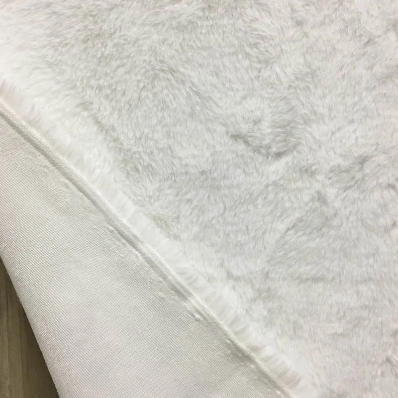 Solid color dyed white long hair 10mm artificial synthetic faux rabbit fur plush fabrics