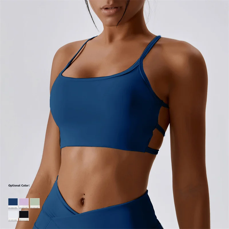 Crossover Sports Bra Nylon Spandex Naked Feeling Customize Logo Fitness Yoga Bra