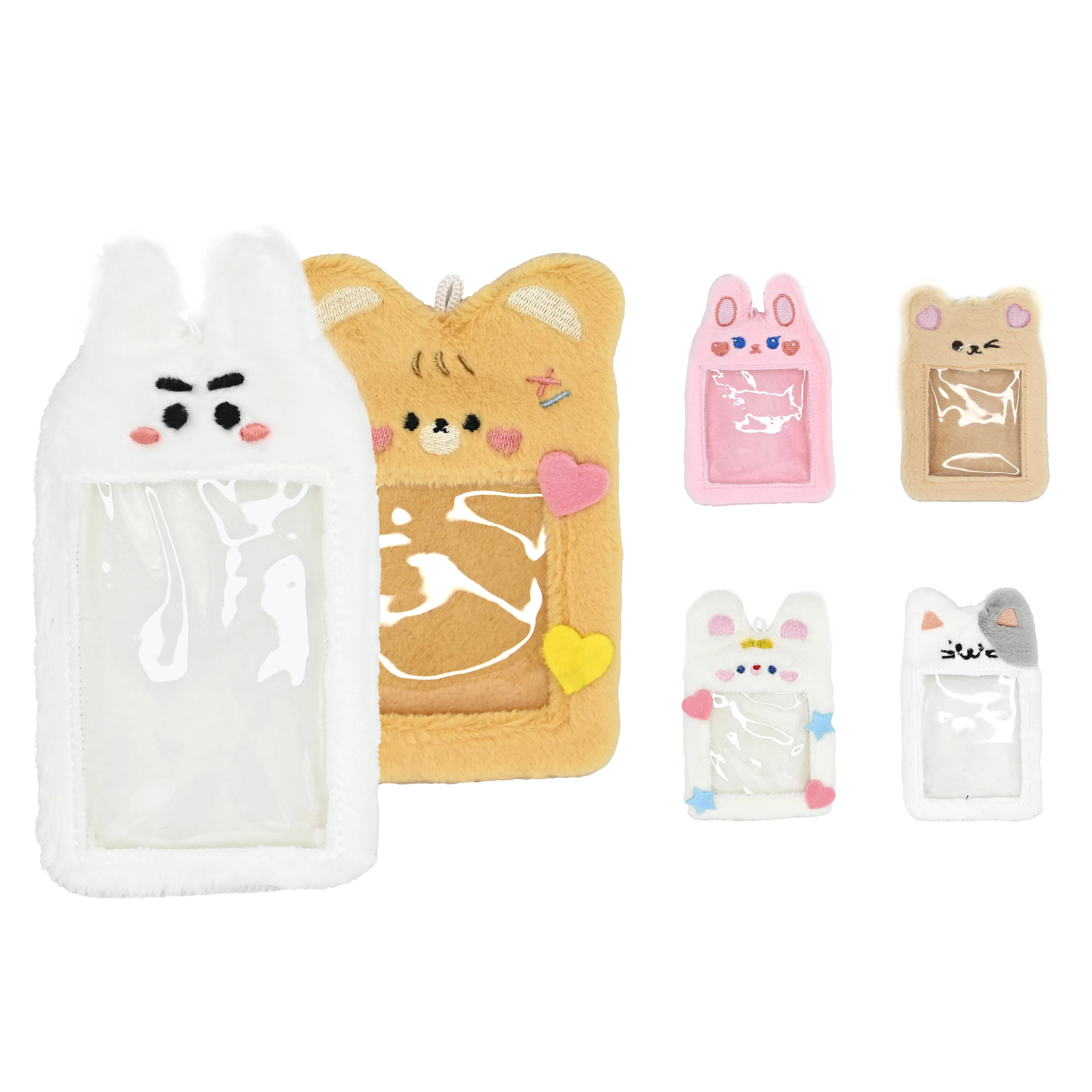 Fashion Korea Plush Fur Soft Minky Fabric Card Holder Photo Transparent Case Cover Custom Design Kpop Stars Photos Card Holder