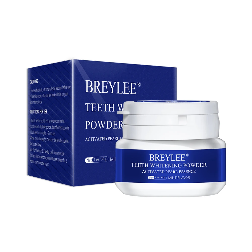 BREYLEE Teeth Whitening Powder Remove StainsPlaque Cleaning Hygiene Bleaching Dental Toothpaste Tools Oral White Teeth Care 30g