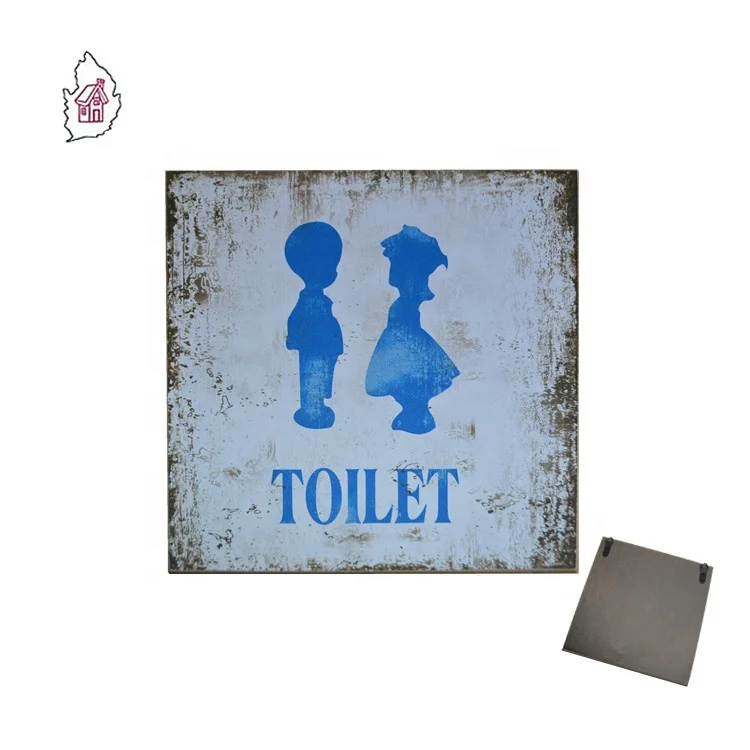 
Antique Cute MDF Bathroom Toilet Door Sign 