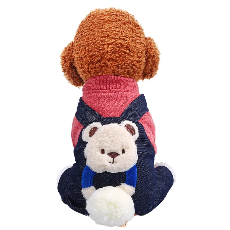 New arrival pet dogs jeans suspender trousers dogs shirt with jeans pant